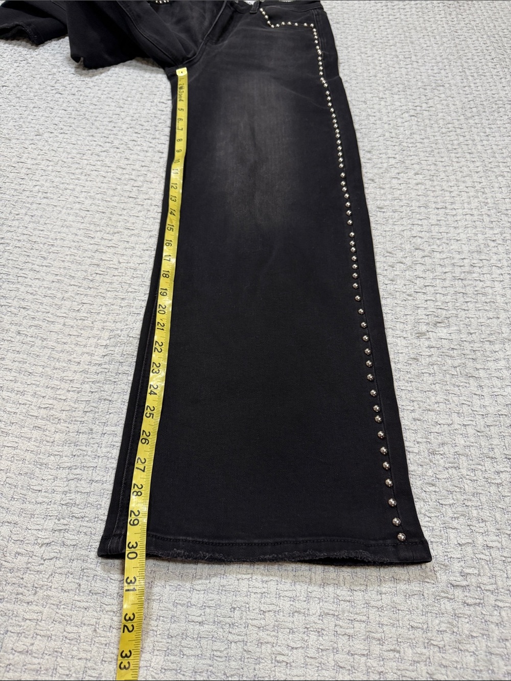 Olivia High Rise Silver Dome Nail Head Detailed Wide Leg Jeans by Vervet 27 - Picture 15 of 16